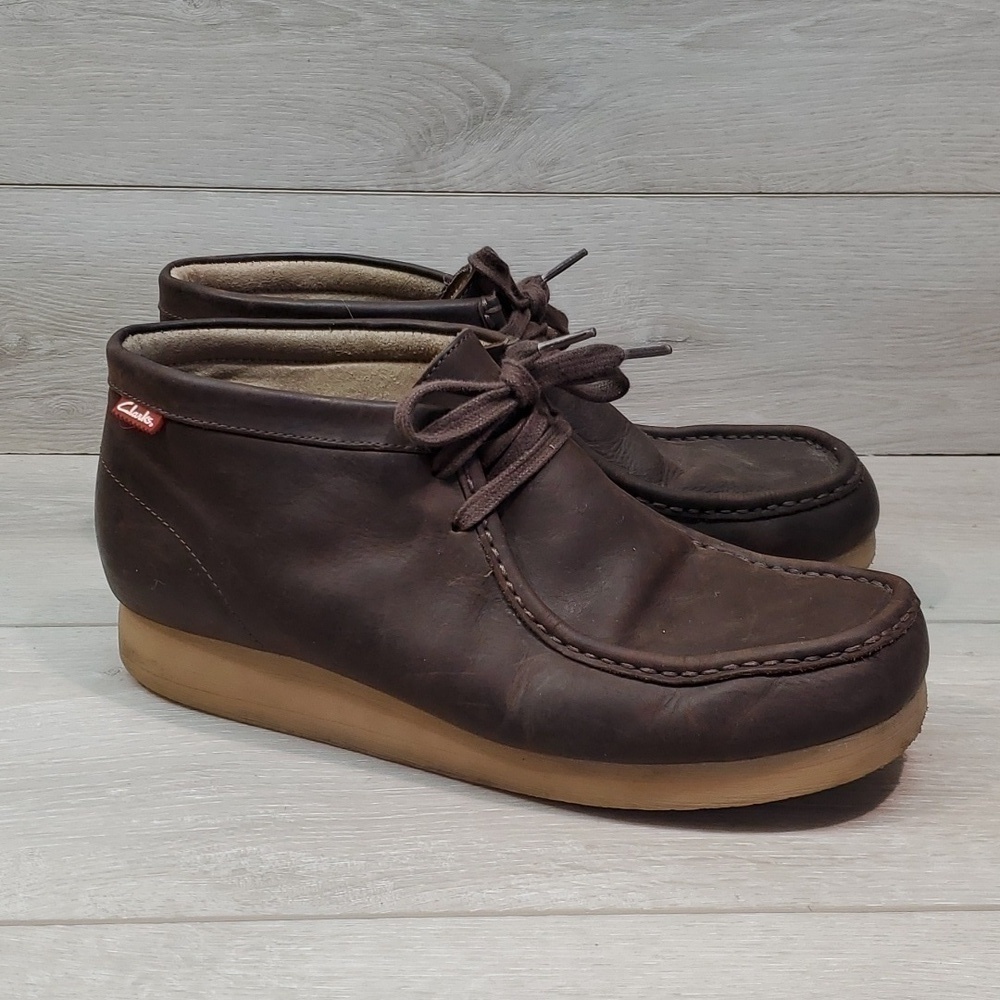Clarks Mens Stinson Leather High Top Chukka Boots beeswax shoes sz 9.5M